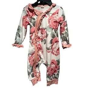 Floral Baby Romper with Pink Roses